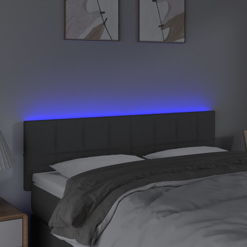 Tête de lit à LED Gris foncé 144x5x78/88 cm Tissu - XIOS