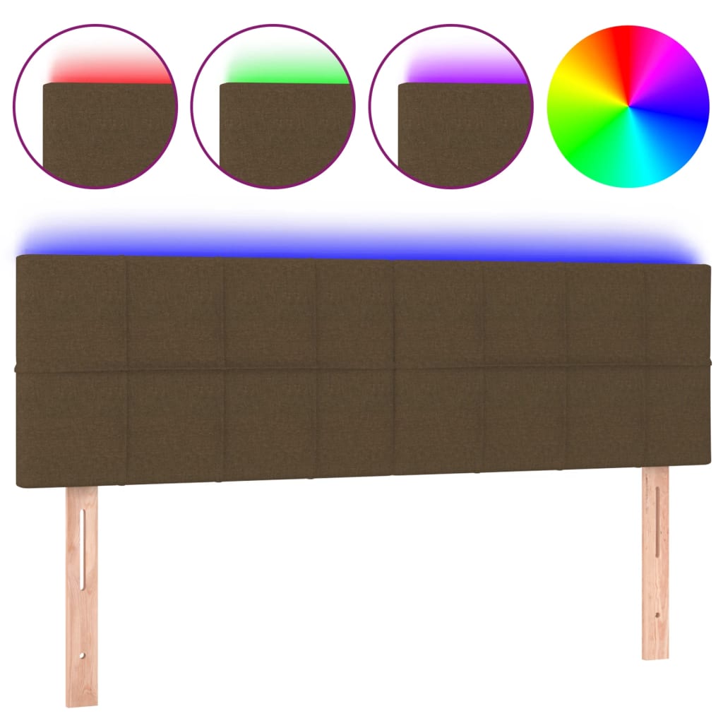 Tête de lit à LED Marron Foncé 144x5x78/88 cm Tissu - XIOS