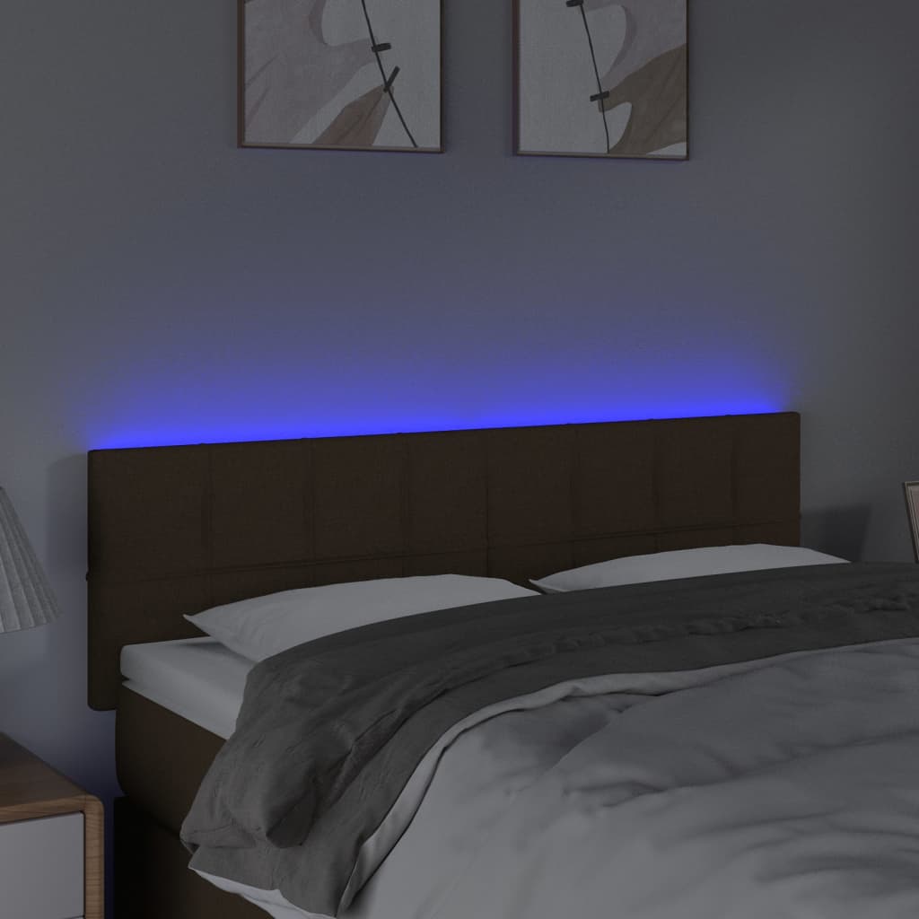 Tête de lit à LED Marron Foncé 144x5x78/88 cm Tissu - XIOS