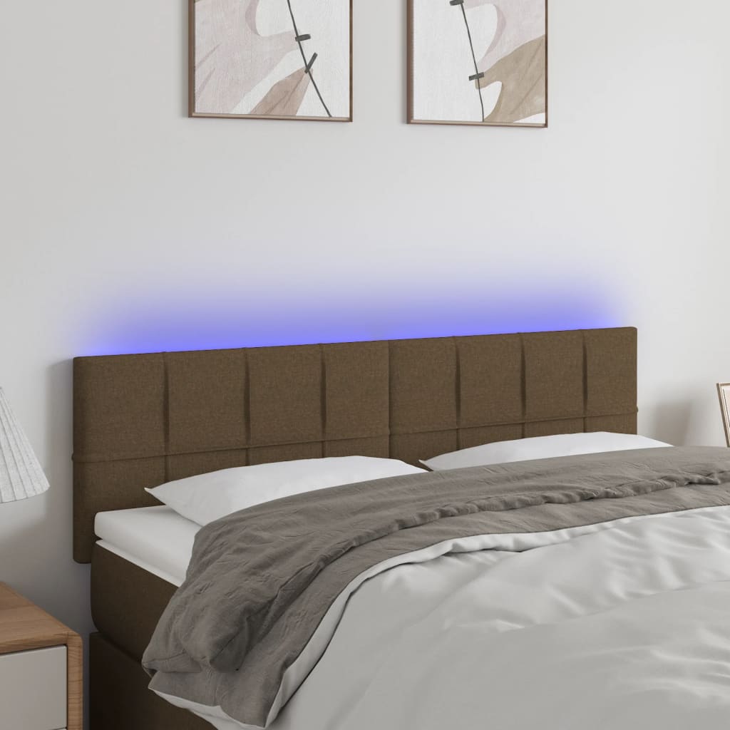 Tête de lit à LED Marron Foncé 144x5x78/88 cm Tissu - XIOS