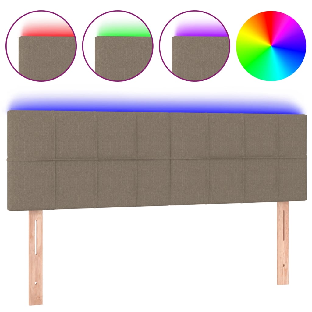 Tête de lit à LED Taupe 144x5x78/88 cm Tissu - XIOS