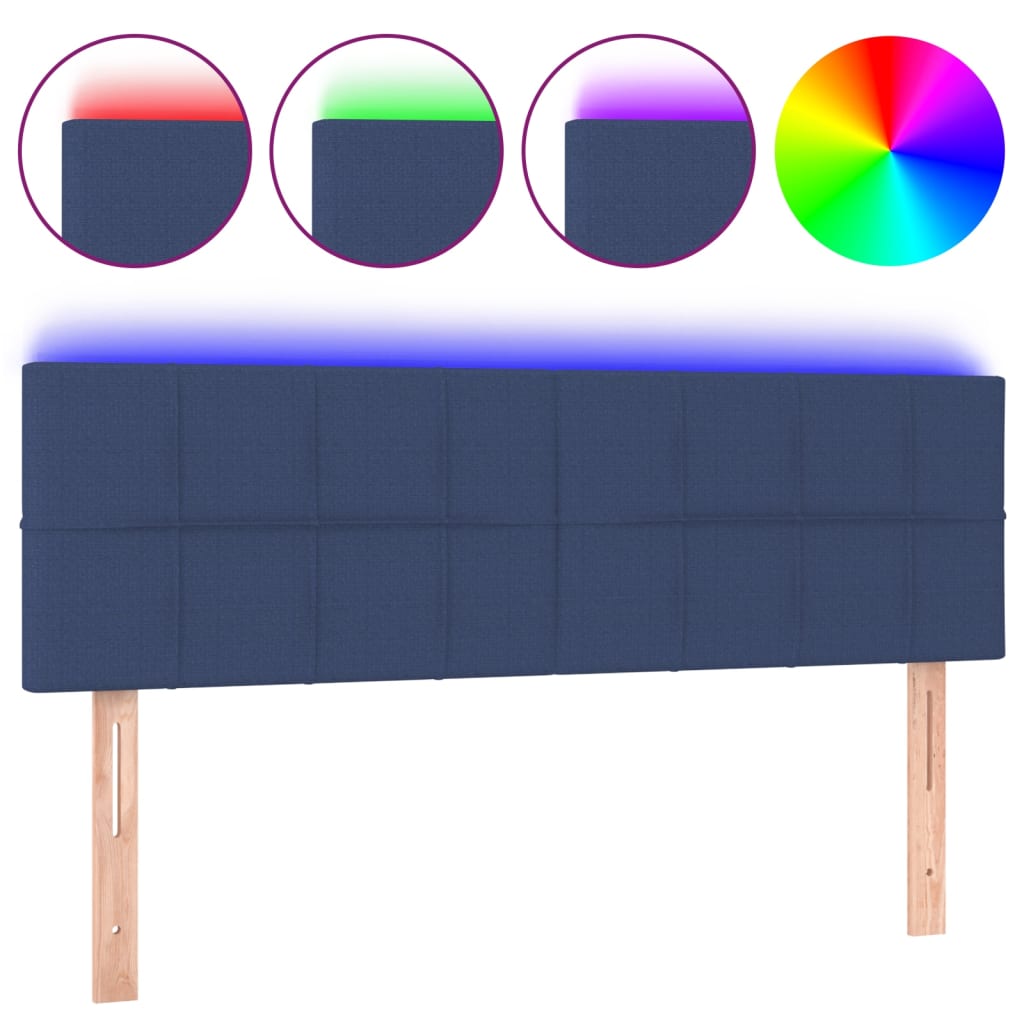 Tête de lit à LED Bleu 144x5x78/88 cm Tissu - XIOS
