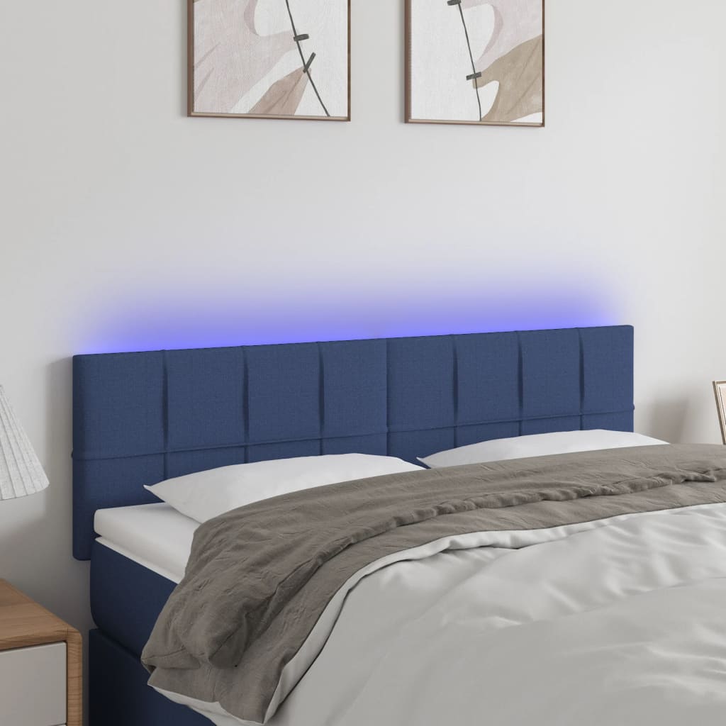 Tête de lit à LED Bleu 144x5x78/88 cm Tissu - XIOS