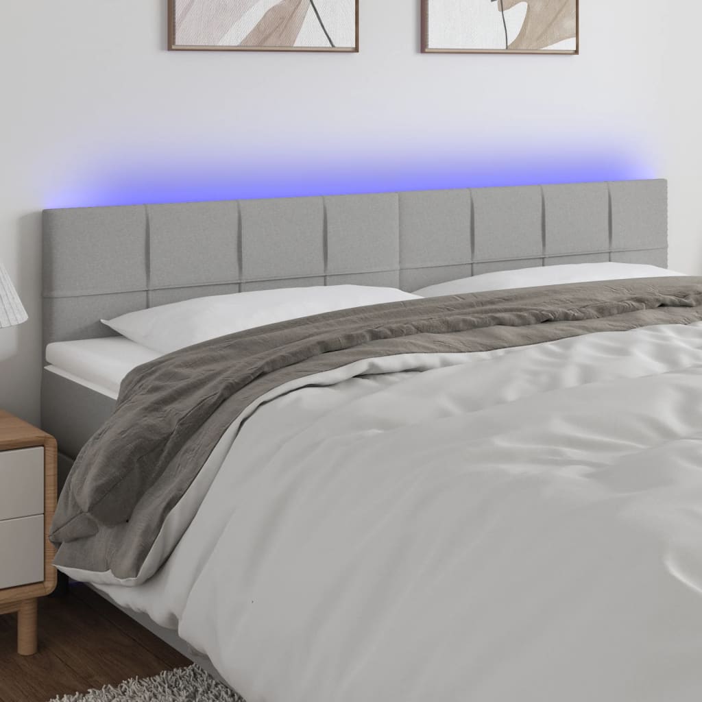 Tête de lit à LED Gris clair 160x5x78/88 cm Tissu - XIOS