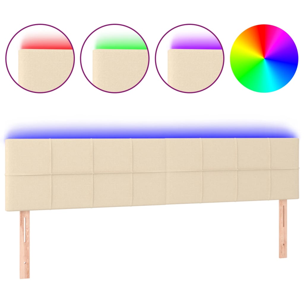 Tête de lit à LED Crème 160x5x78/88 cm Tissu Têtes et pieds de lit vidaXL