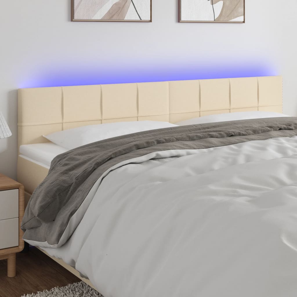 Tête de lit à LED Crème 160x5x78/88 cm Tissu Têtes et pieds de lit vidaXL