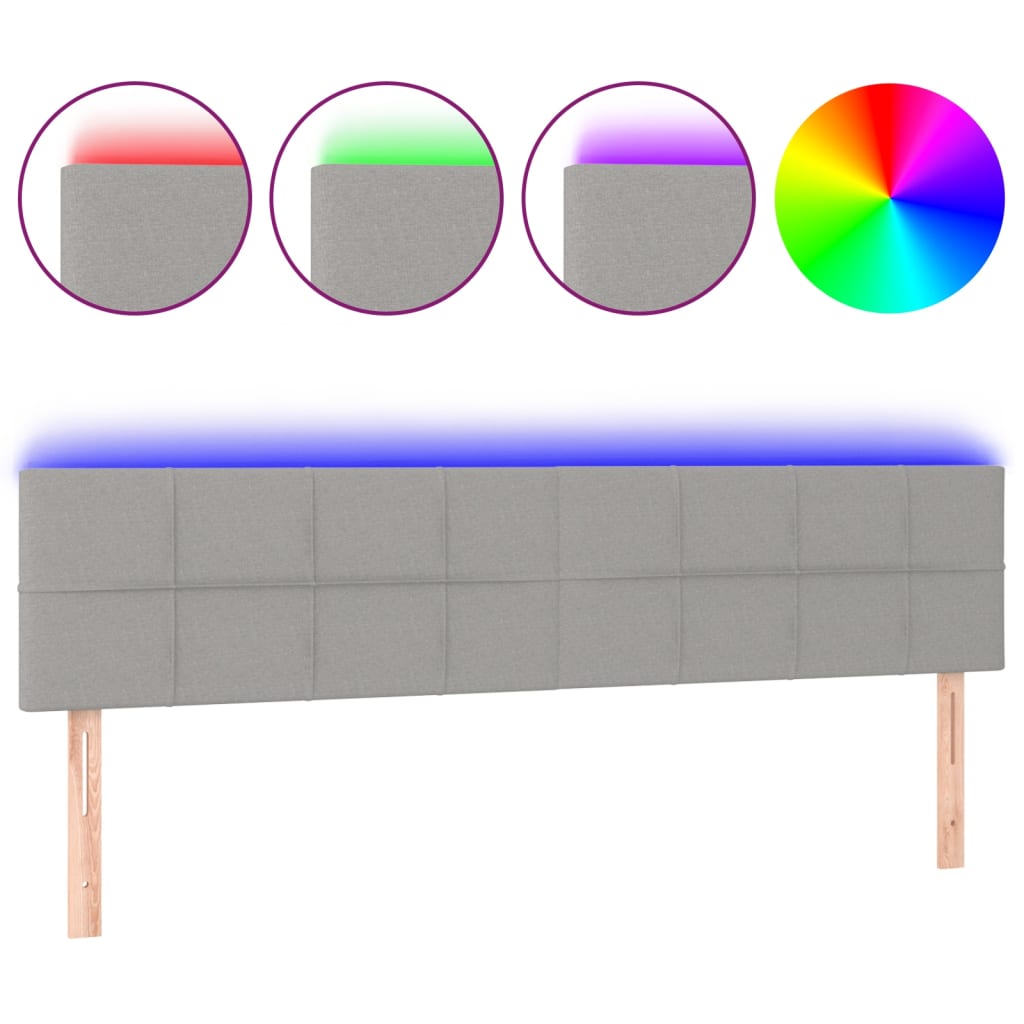 Tête de lit à LED Gris clair 180x5x78/88 cm Tissu - XIOS