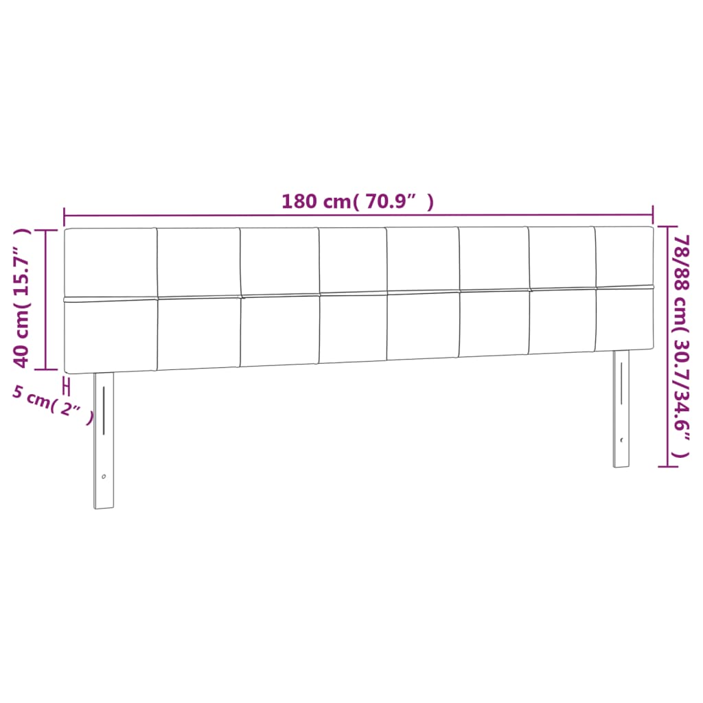 Tête de lit à LED Gris clair 180x5x78/88 cm Tissu - XIOS