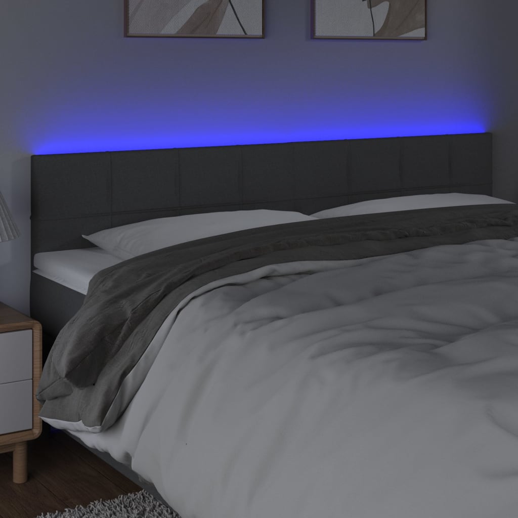 Tête de lit à LED Gris foncé 180x5x78/88 cm Tissu - XIOS