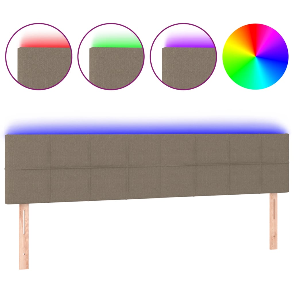 Tête de lit à LED Taupe 180x5x78/88 cm Tissu - XIOS