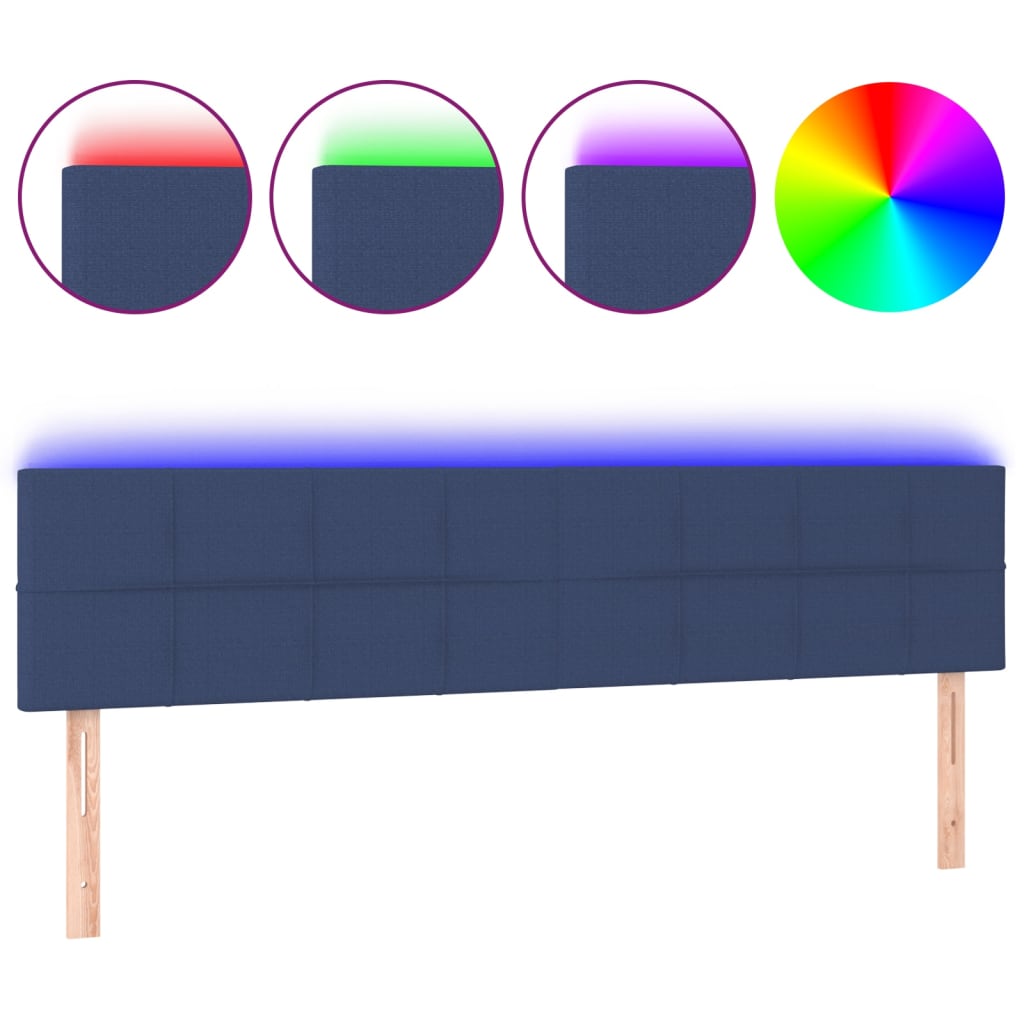 Tête de lit à LED Bleu 180x5x78/88 cm Tissu - XIOS