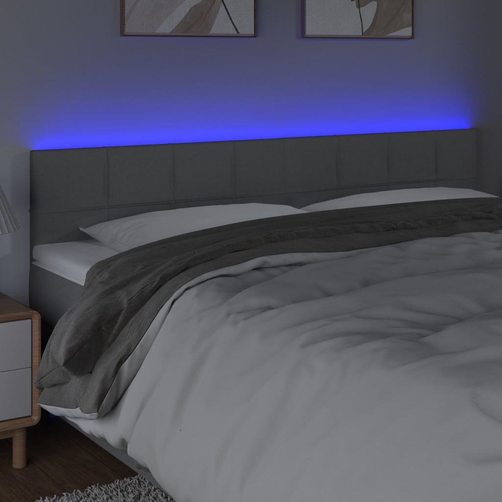 Tête de lit à LED Gris clair 200x5x78/88 cm Tissu - XIOS