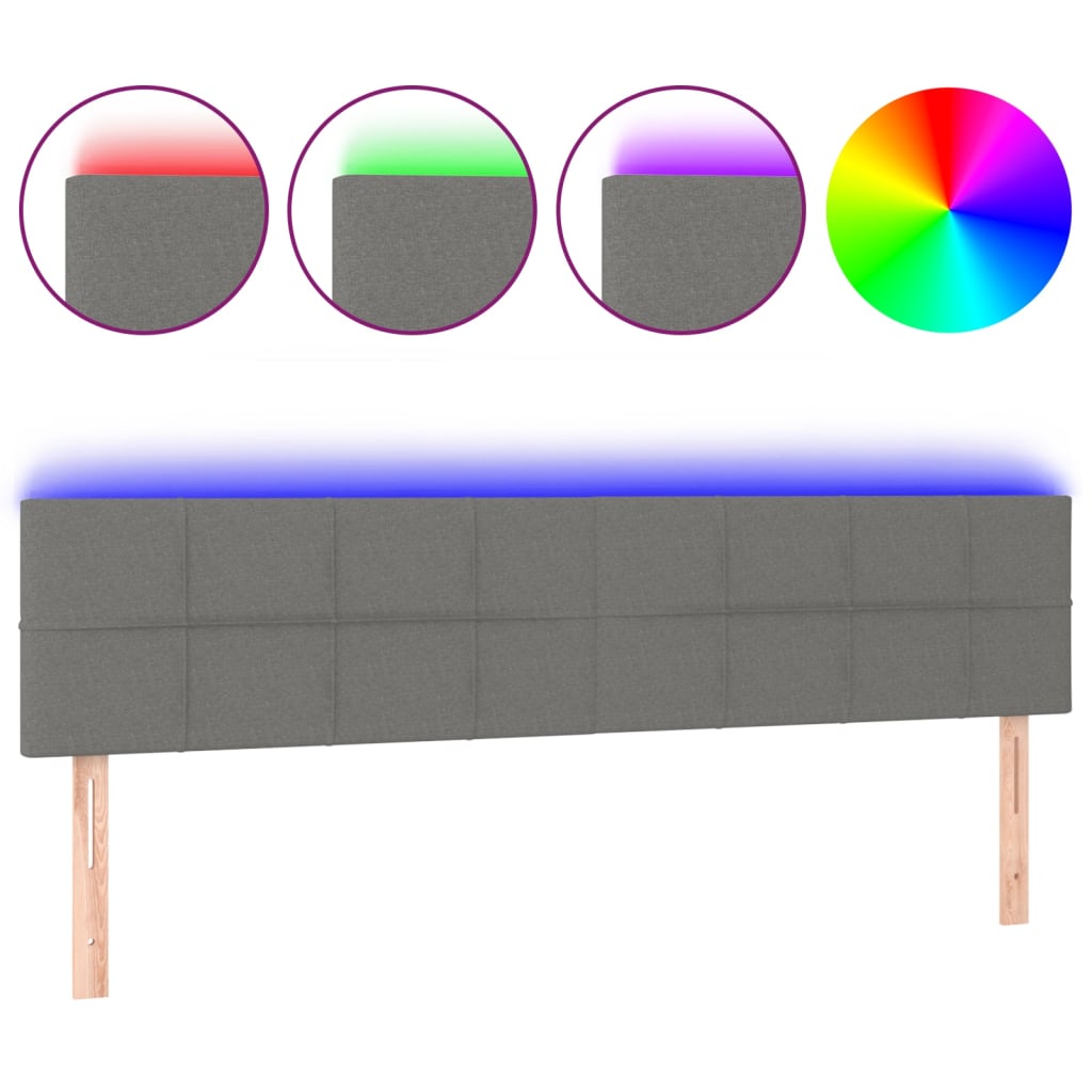 Tête de lit à LED Gris foncé 200x5x78/88 cm Tissu - XIOS