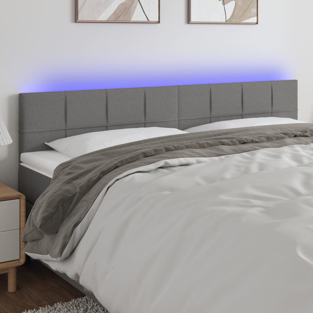 Tête de lit à LED Gris foncé 200x5x78/88 cm Tissu - XIOS