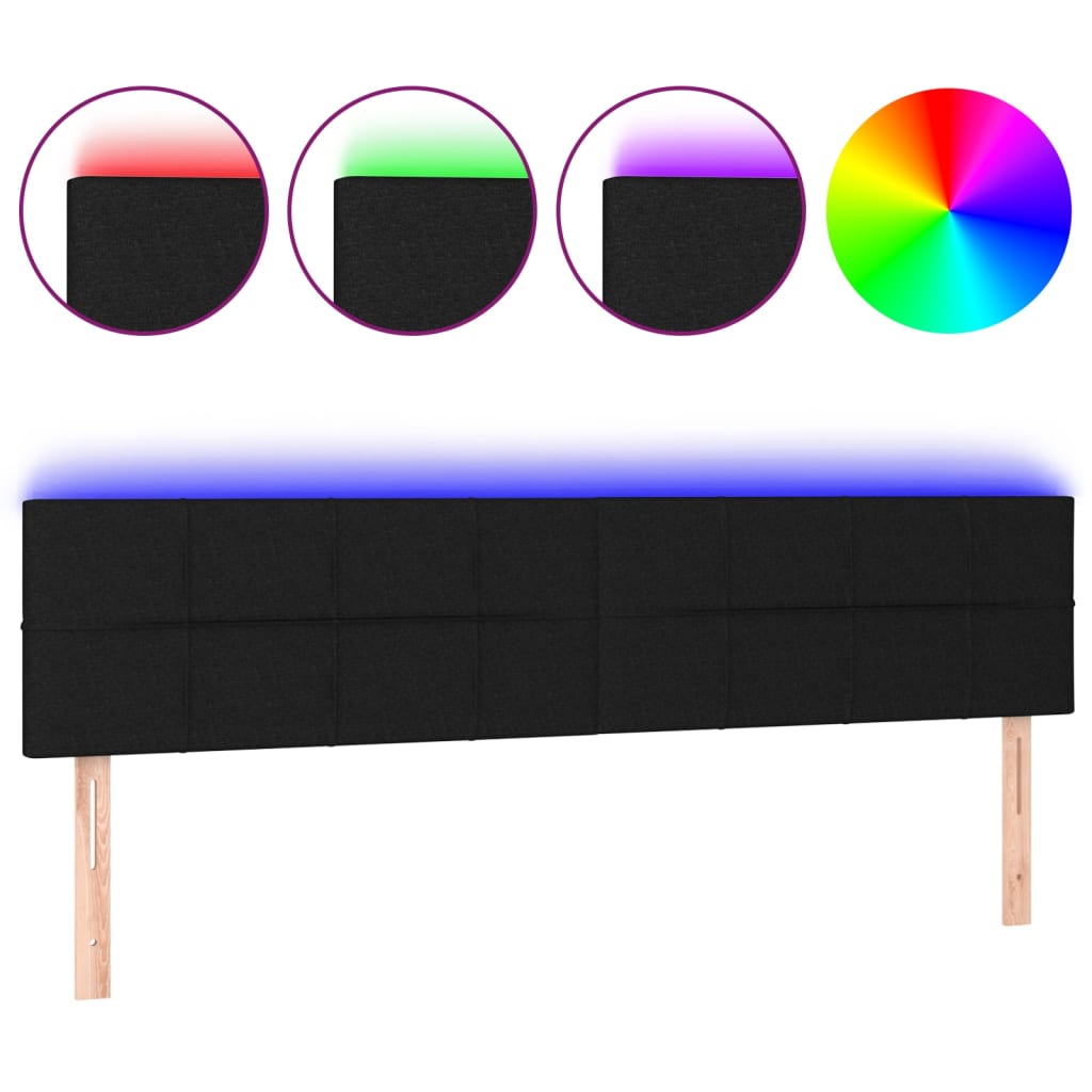 Tête de lit à LED Noir 200x5x78/88 cm Tissu - XIOS