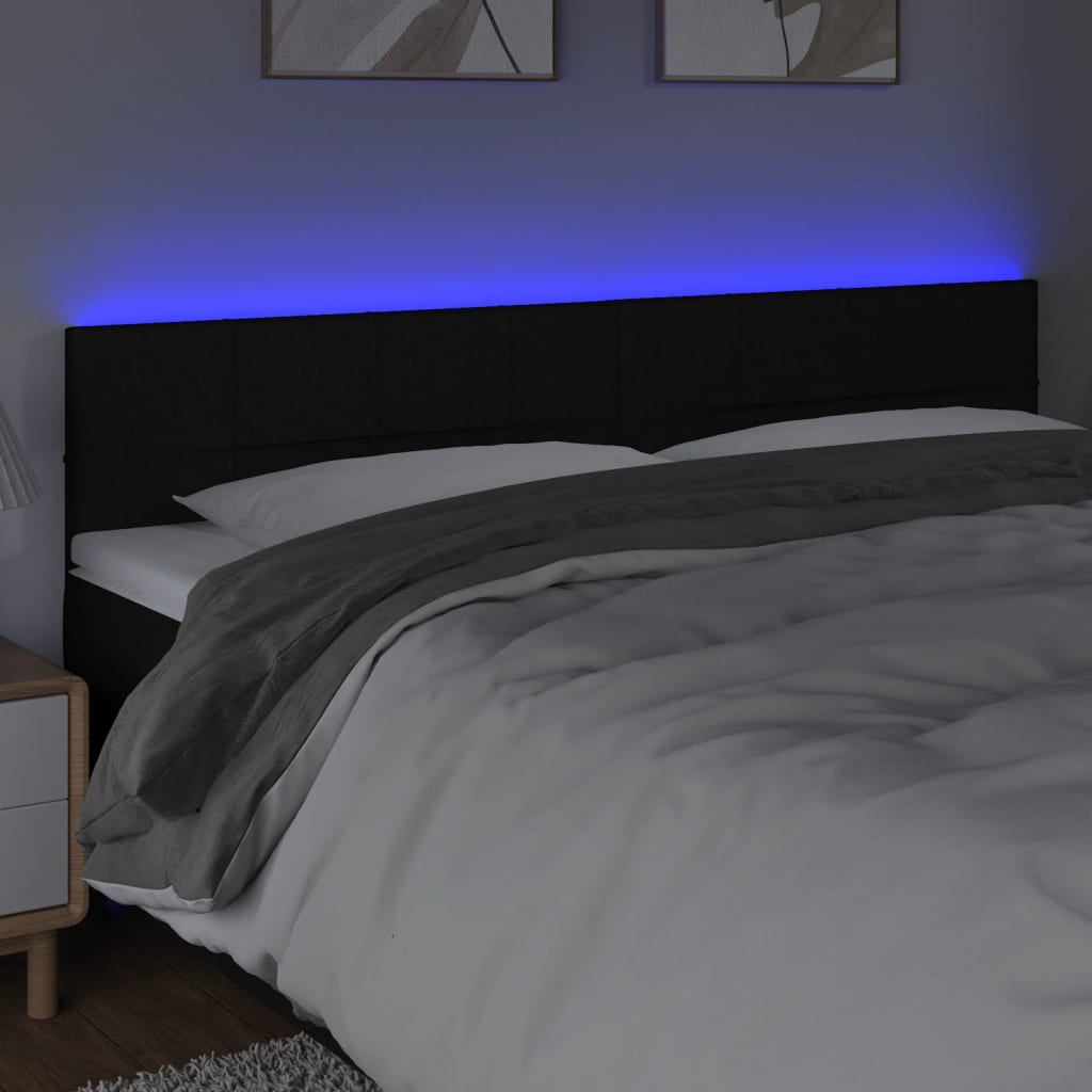 Tête de lit à LED Noir 200x5x78/88 cm Tissu - XIOS