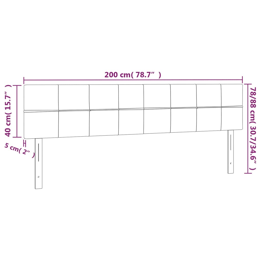 Tête de lit à LED Noir 200x5x78/88 cm Tissu - XIOS