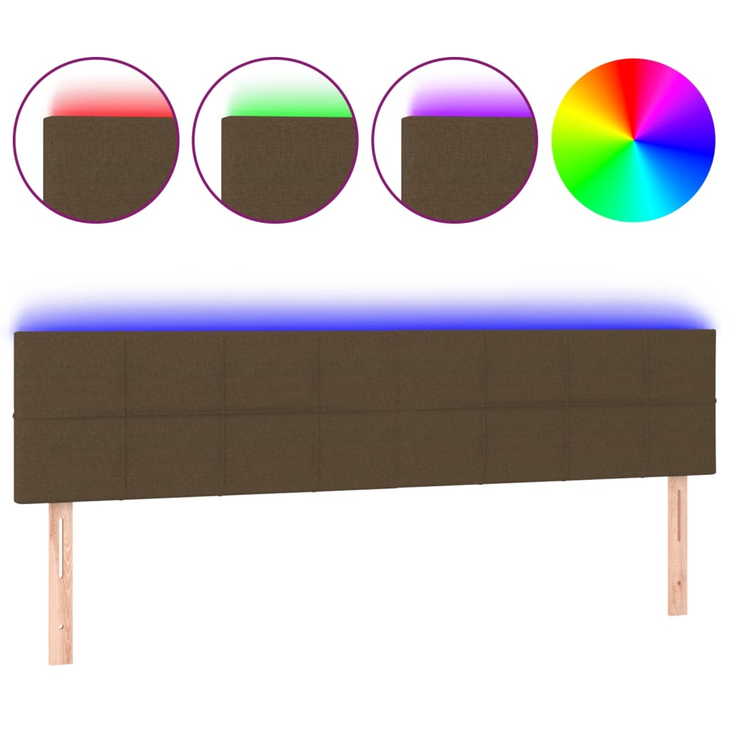 Tête de lit à LED Marron foncé 200x5x78/88 cm Tissu - XIOS