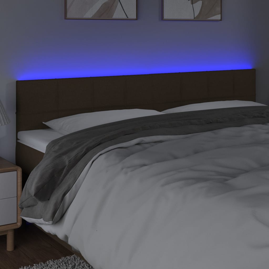 Tête de lit à LED Marron foncé 200x5x78/88 cm Tissu - XIOS