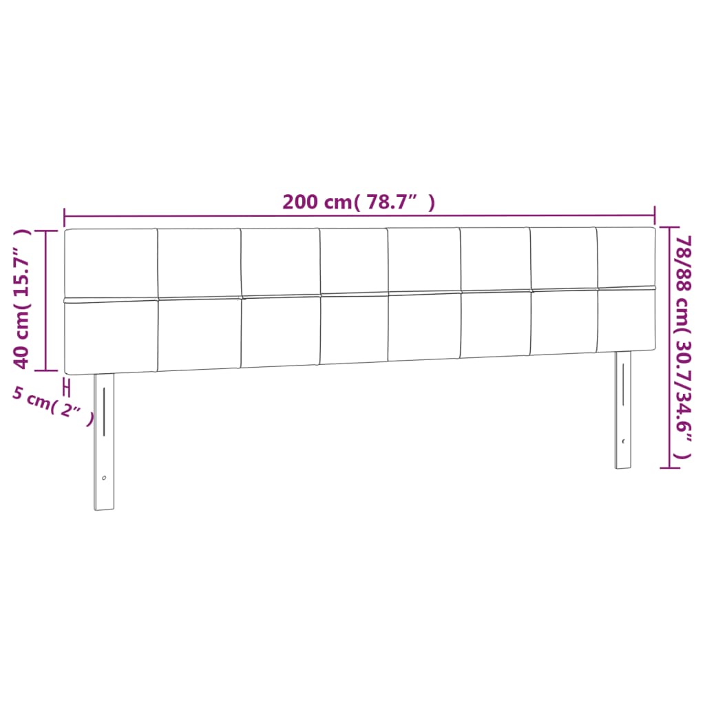 Tête de lit à LED Crème 200x5x78/88 cm Tissu - XIOS