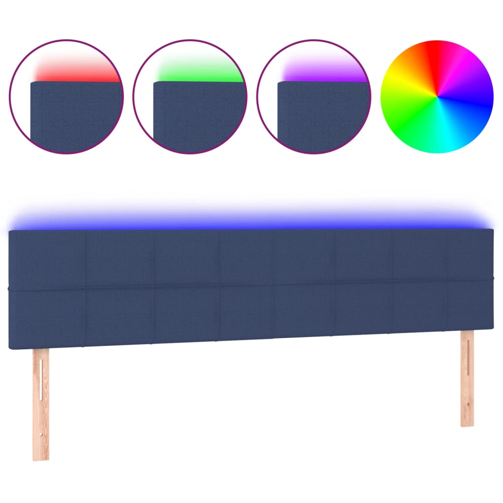 Tête de lit à LED Bleu 200x5x78/88 cm Tissu - XIOS