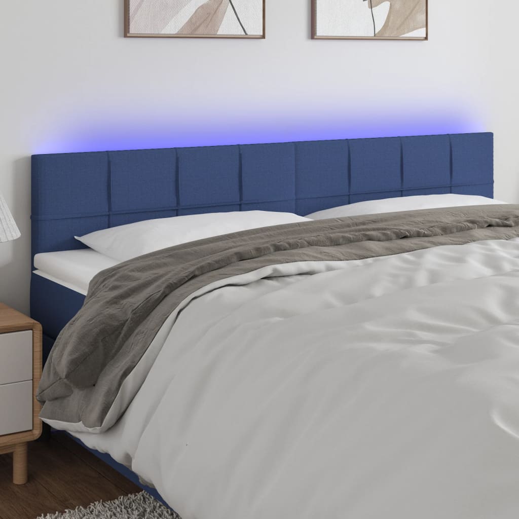 Tête de lit à LED Bleu 200x5x78/88 cm Tissu - XIOS