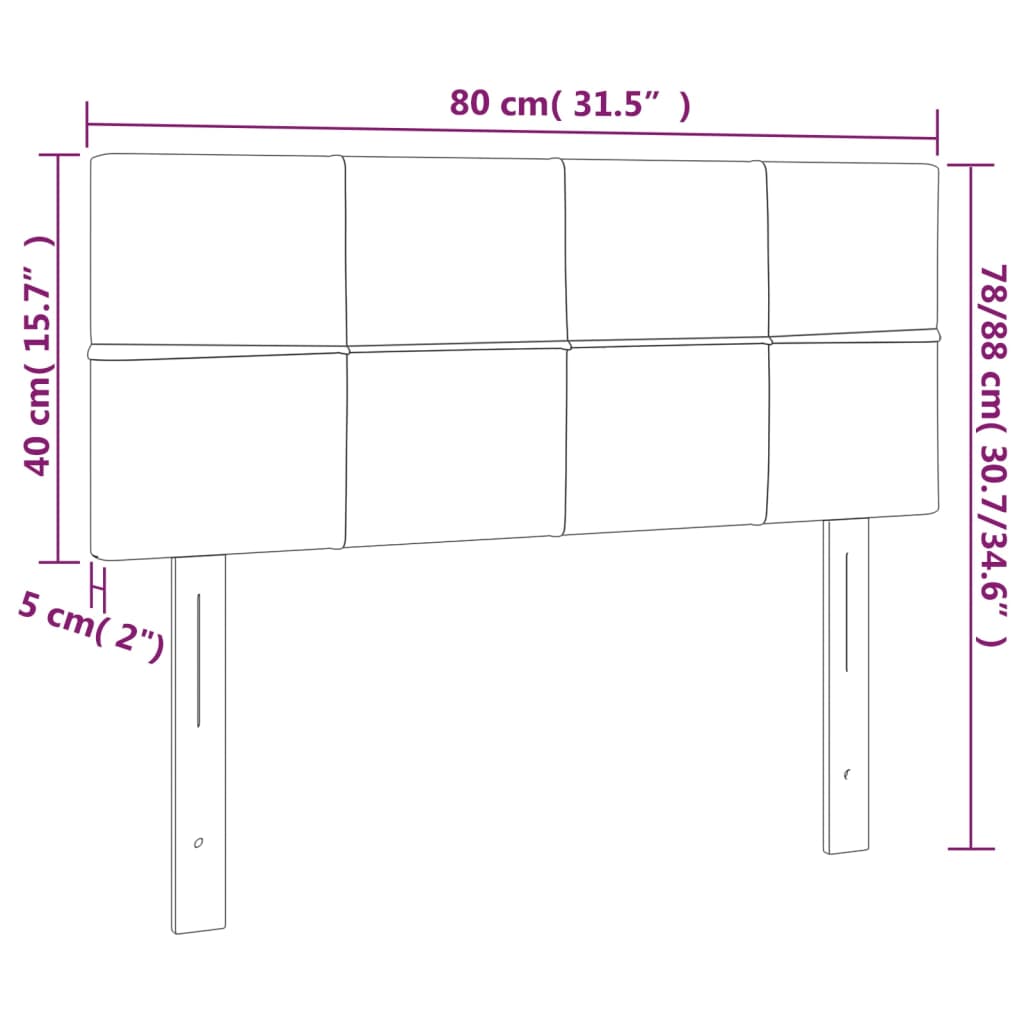 Tête de lit à LED Gris clair 80x5x78/88 cm Velours - XIOS