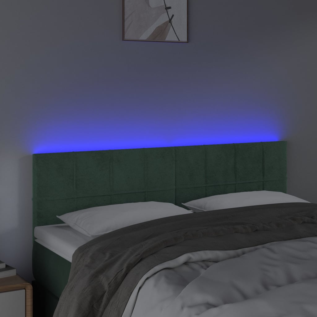 Tête de lit à LED Vert foncé 144x5x78/88 cm Velours - XIOS