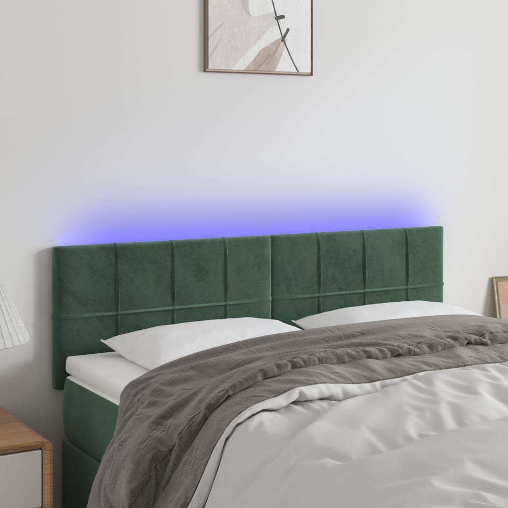 Tête de lit à LED Vert foncé 144x5x78/88 cm Velours - XIOS