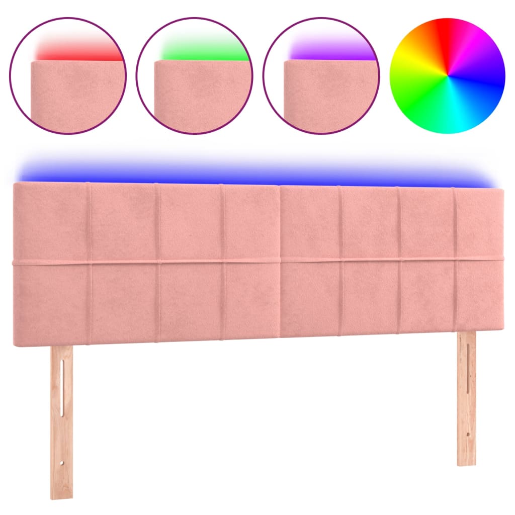 Tête de lit à LED Rose 144x5x78/88 cm Velours - XIOS