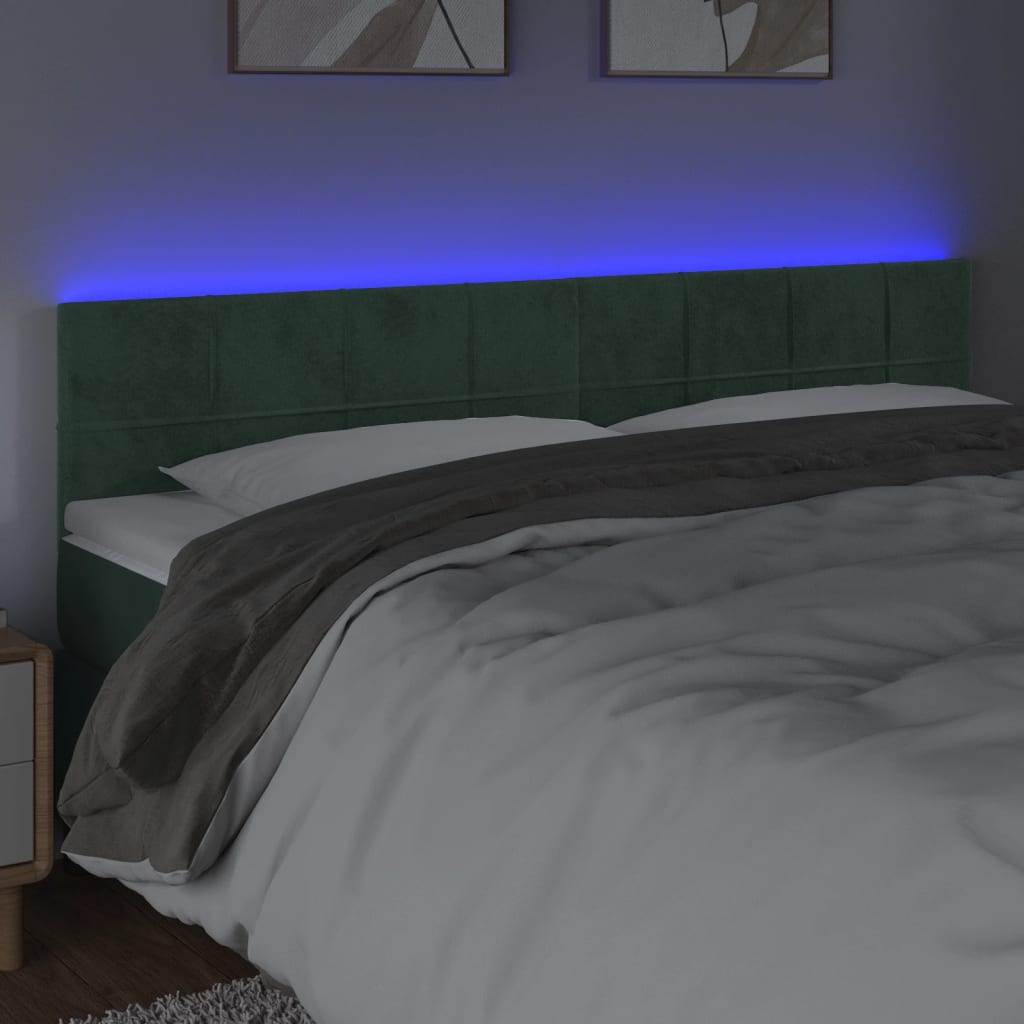 Tête de lit à LED Vert foncé 180x5x78/88 cm Velours Têtes et pieds de lit vidaXL