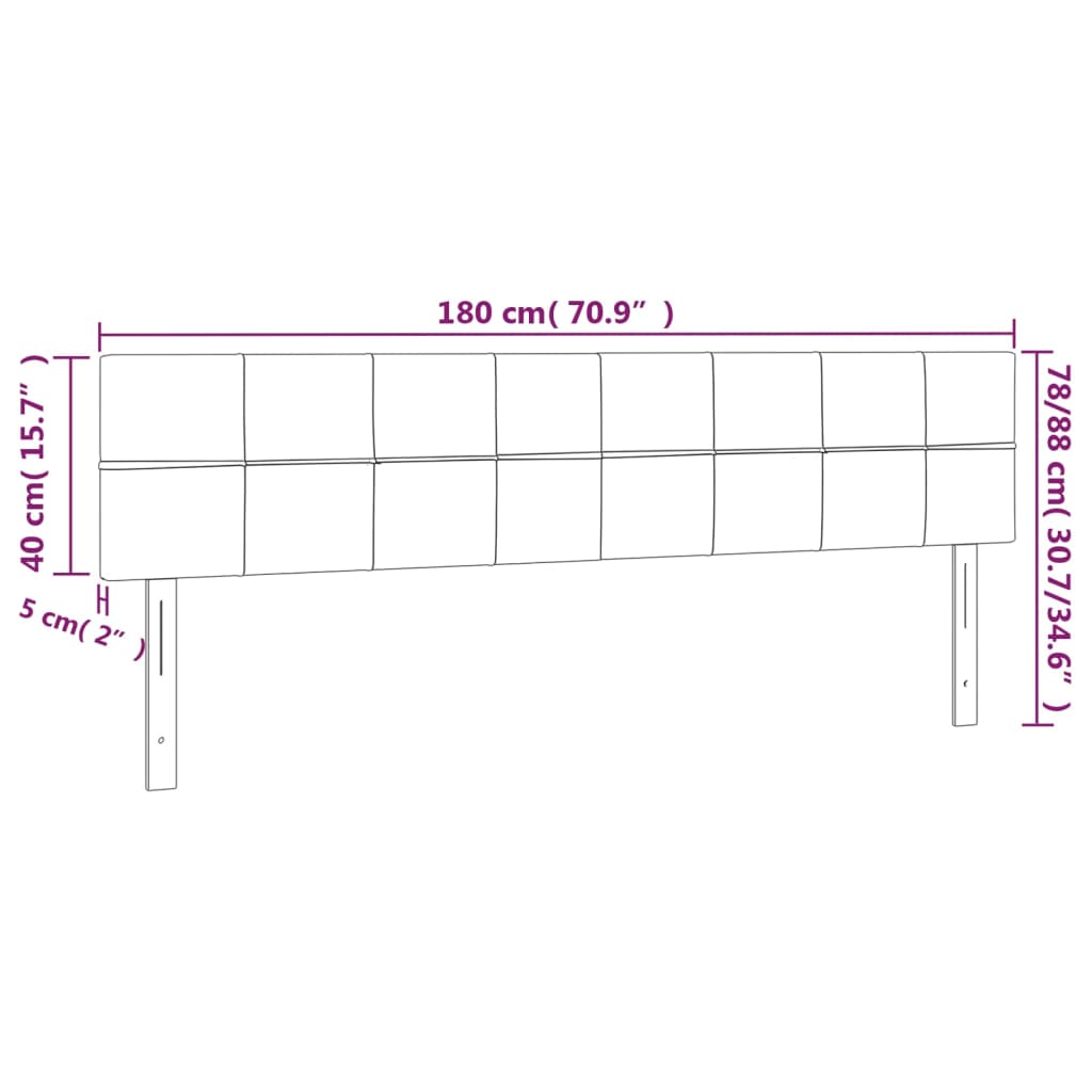 Tête de lit à LED Vert foncé 180x5x78/88 cm Velours Têtes et pieds de lit vidaXL