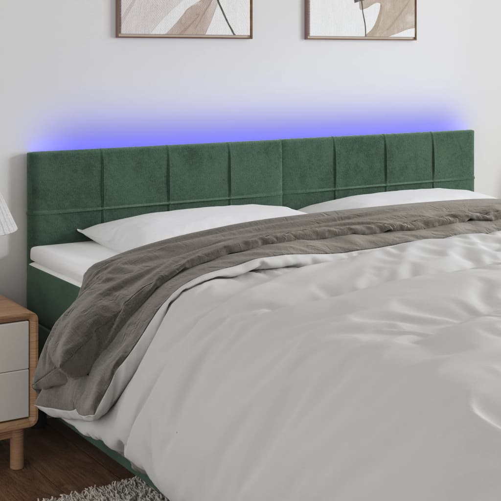 Tête de lit à LED Vert foncé 180x5x78/88 cm Velours Têtes et pieds de lit vidaXL