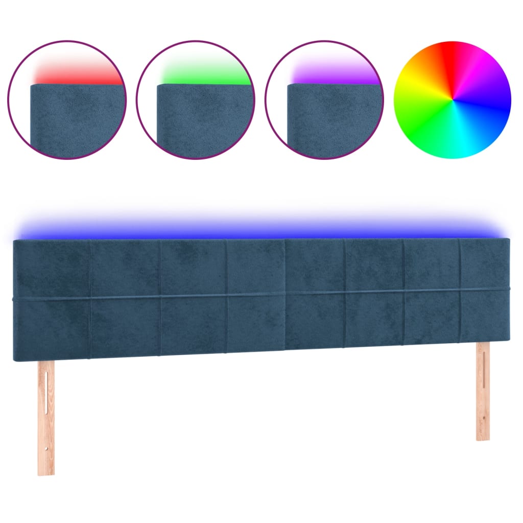 Tête de lit à LED Bleu foncé 180x5x78/88 cm Velours - XIOS