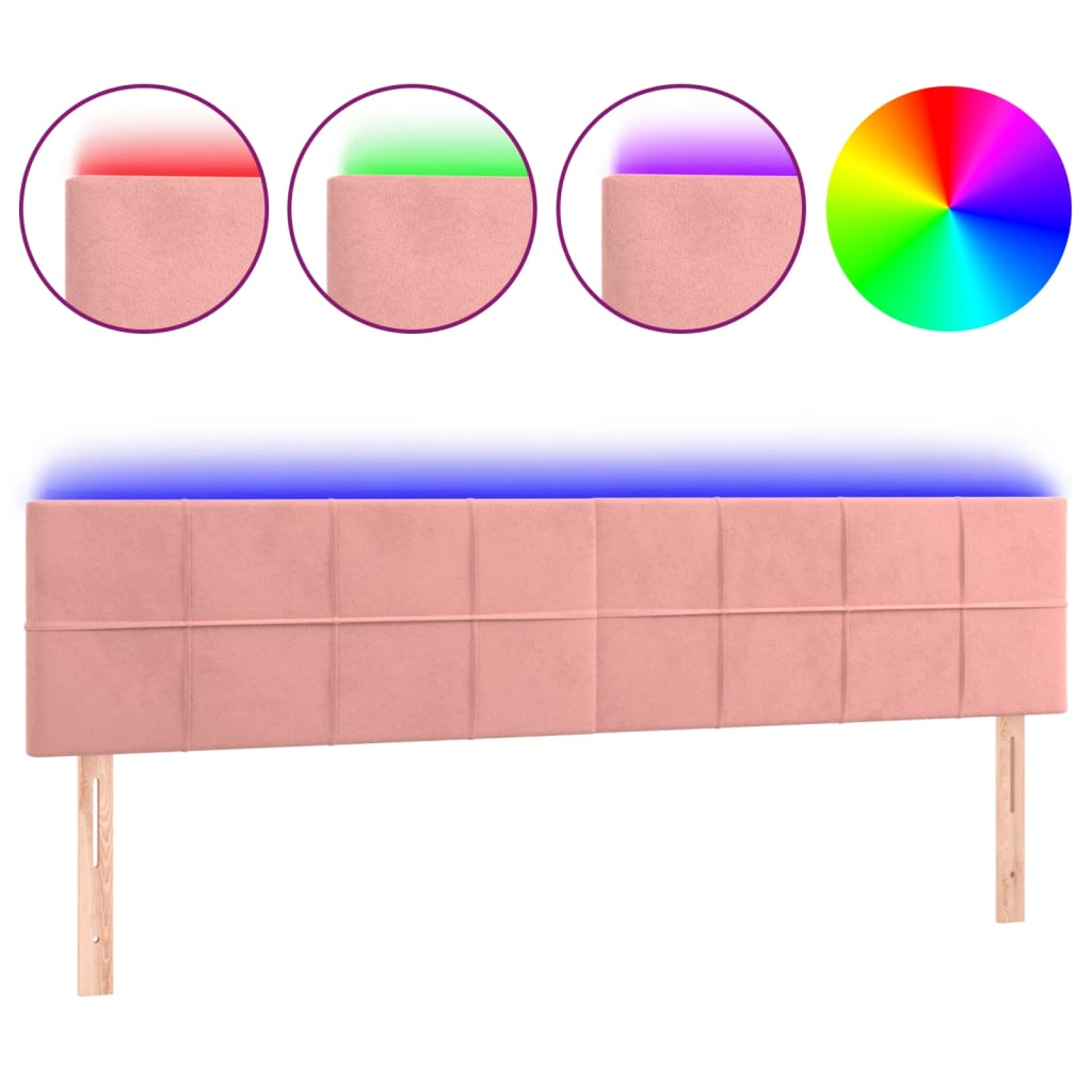 Tête de lit à LED Rose 180x5x78/88 cm Velours - XIOS