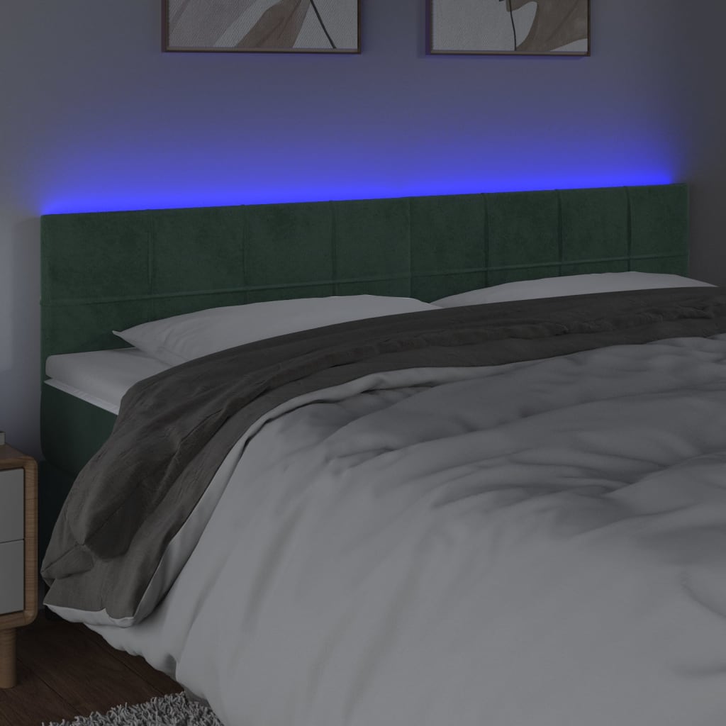 Tête de lit à LED Vert foncé 200x5x78/88 cm Velours - XIOS