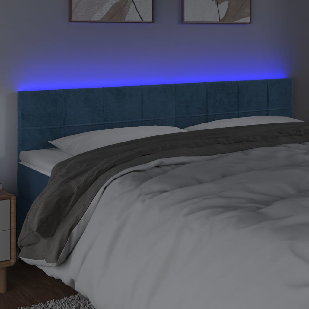 Tête de lit à LED Bleu foncé 200x5x78/88 cm Velours - XIOS