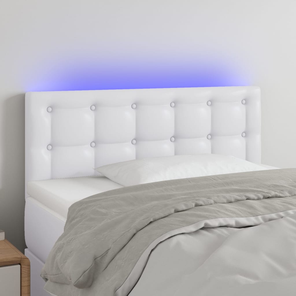 Tête de lit à LED Blanc 100x5x78/88 cm Similicuir - XIOS
