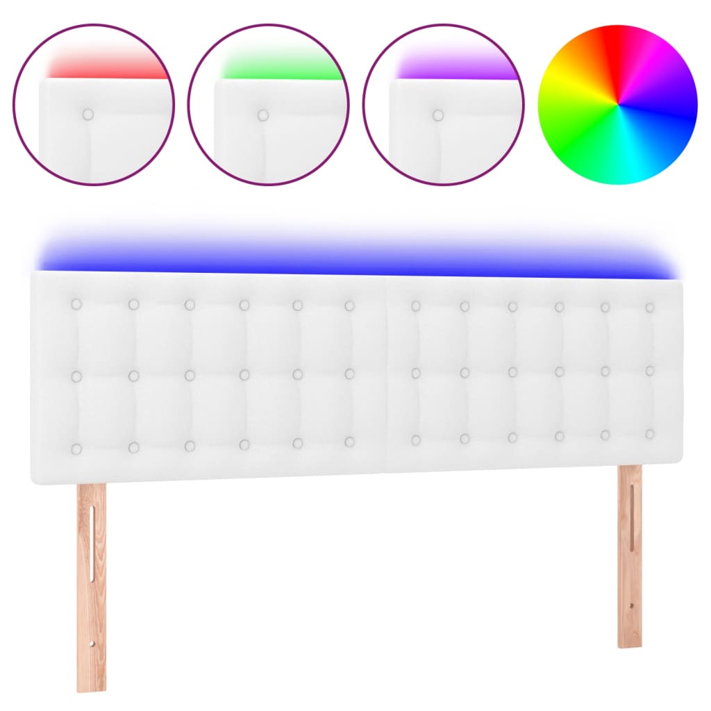 Tête de lit à LED Blanc 144x5x78/88 cm Similicuir - XIOS