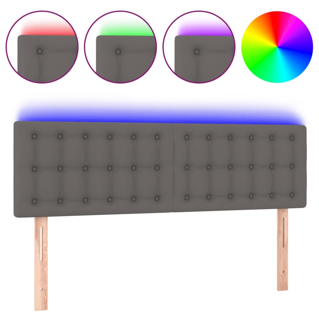 Tête de lit à LED Gris 144x5x78/88 cm Similicuir - XIOS