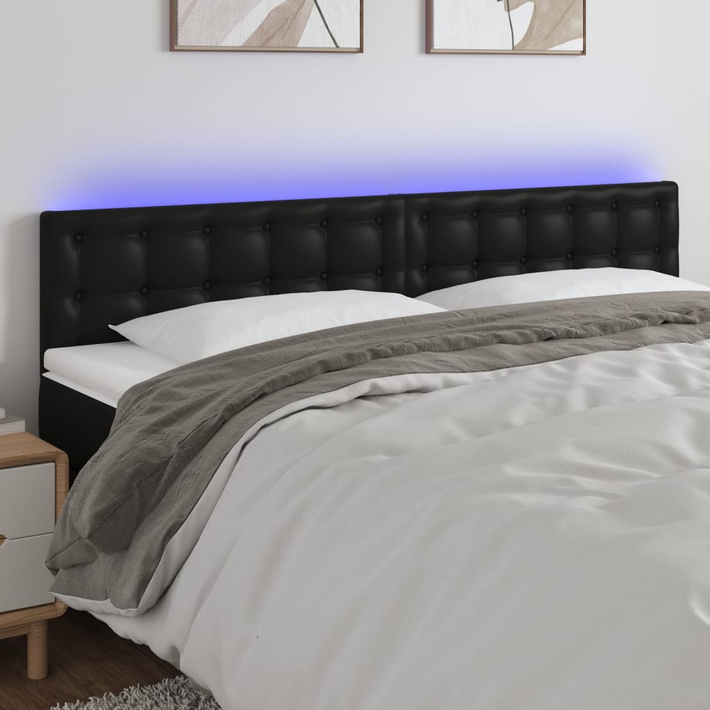Tête de lit à LED Noir 160x5x78/88 cm Similicuir - XIOS