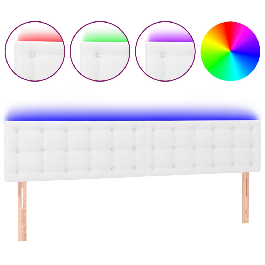 Tête de lit à LED Blanc 180x5x78/88 cm Similicuir - XIOS