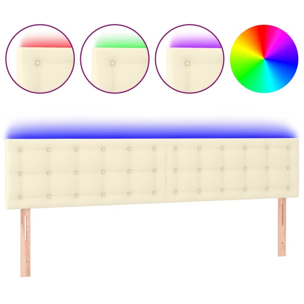 Tête de lit à LED Crème 200x5x78/88 cm Similicuir - XIOS