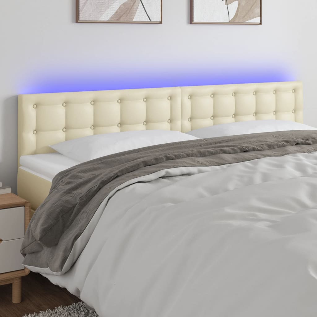 Tête de lit à LED Crème 200x5x78/88 cm Similicuir - XIOS
