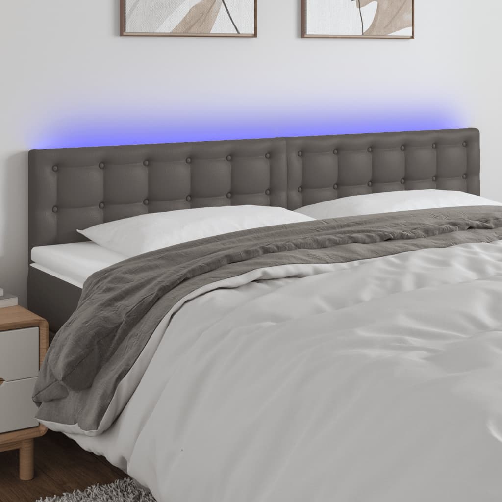 Tête de lit à LED Gris 200x5x78/88 cm Similicuir - XIOS