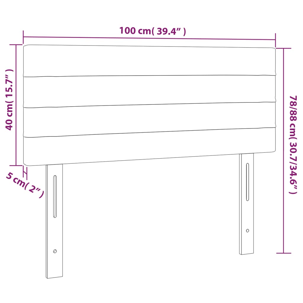 Tête de lit à LED Taupe 100x5x78/88 cm Tissu - XIOS