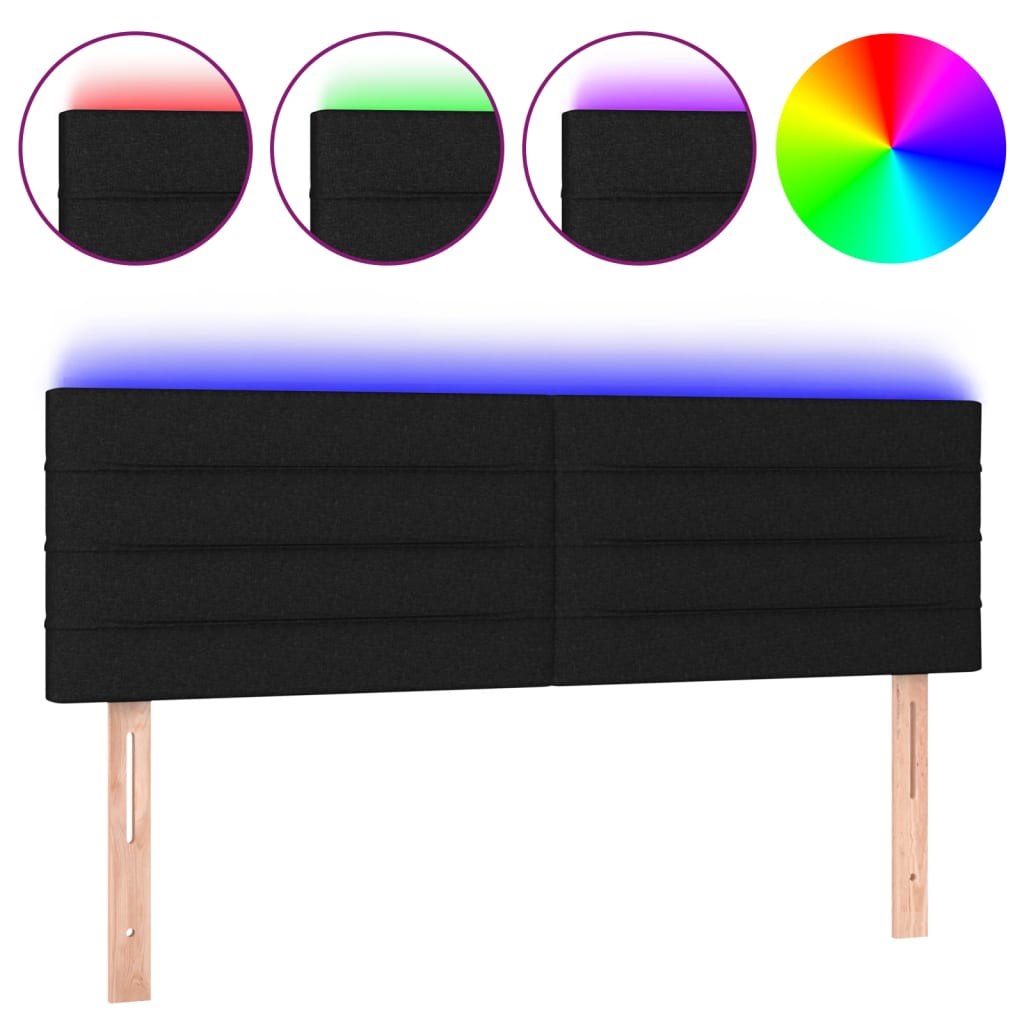 Tête de lit à LED Noir 144x5x78/88 cm Tissu - XIOS