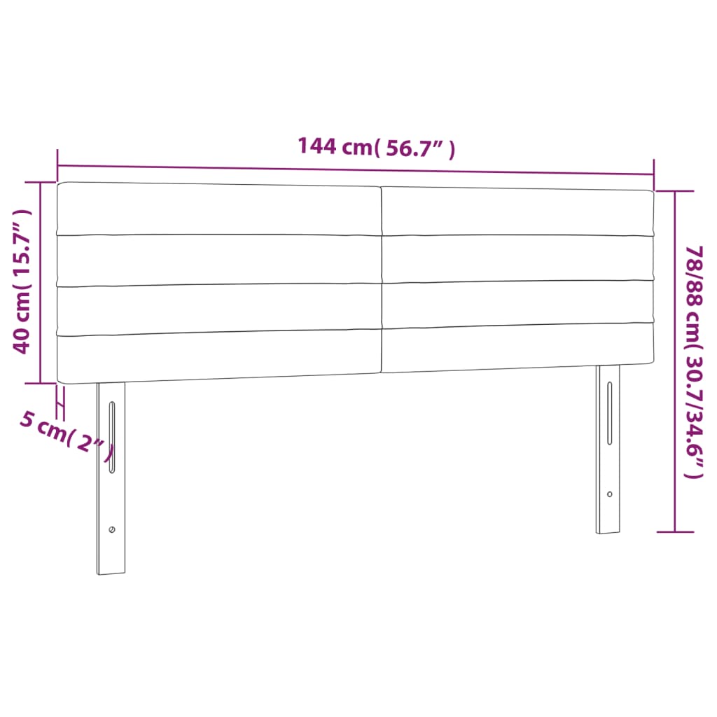 Tête de lit à LED Noir 144x5x78/88 cm Tissu - XIOS