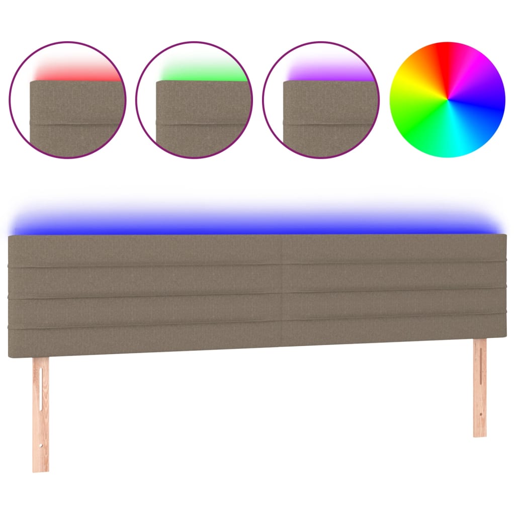 Tête de lit à LED Taupe 180x5x78/88 cm Tissu - XIOS