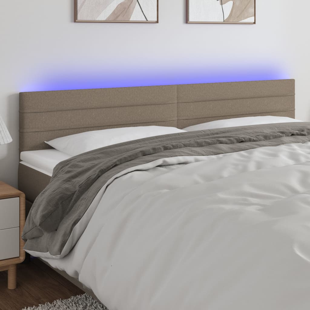 Tête de lit à LED Taupe 200x5x78/88 cm Tissu - XIOS